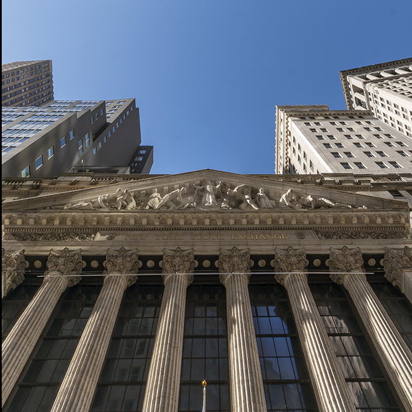 Upward view of the NY Stock Exchange
