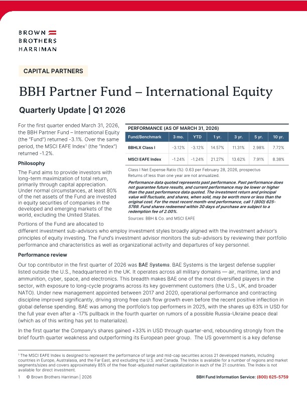 BBH Partner Fund - International Equity Quarterly Update - Q1 2026