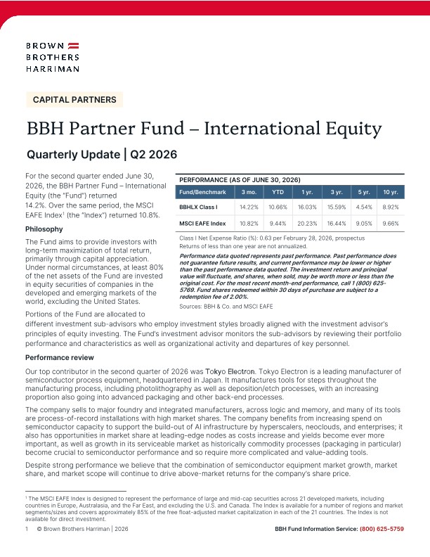 BBH Partner Fund - International Equity Quarterly Update - Q2 2026