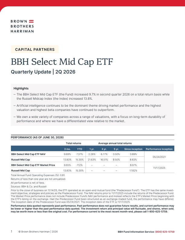 BBH Select Mid Cap ETF Quarterly Update - Q2 2026