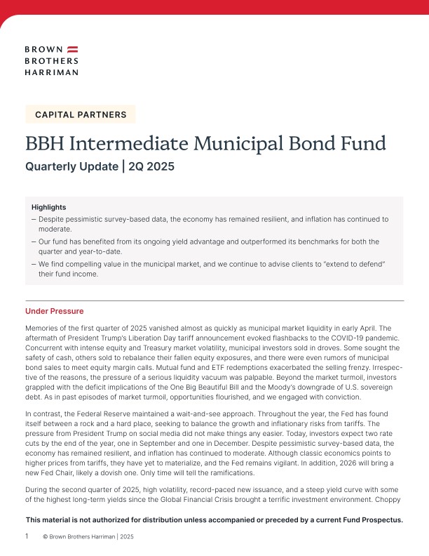 BBH Intermediate Municipal Bond Fund Quarterly Update