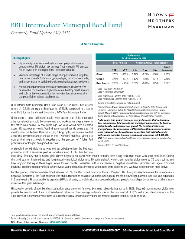 BBH Intermediate Municipal Bond Fund Quarterly Update - Q3 2023