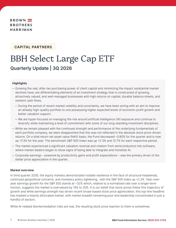 BBH Select Large Cap ETF Quarterly Update - Q3 2026