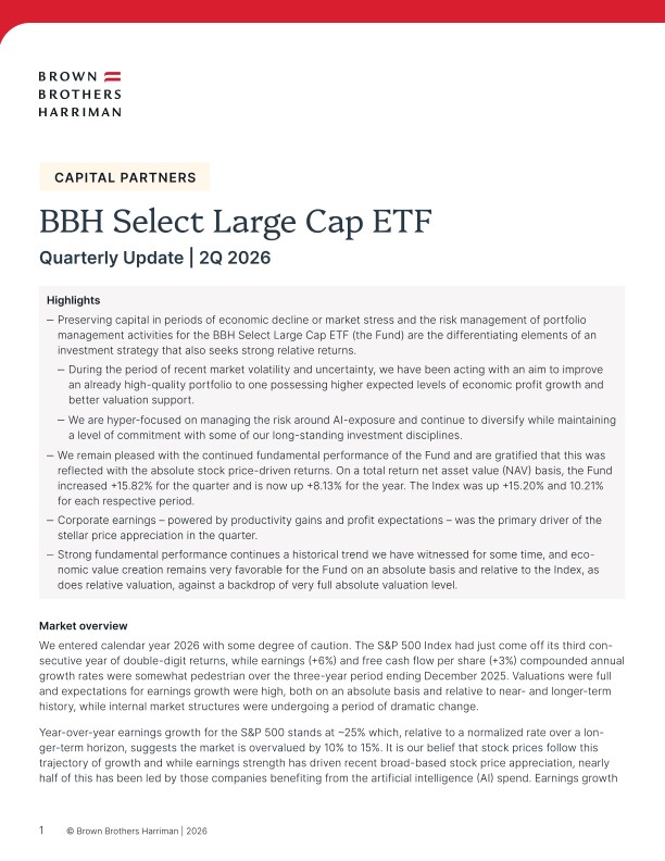 BBH Select Large Cap ETF Quarterly Update - Q2 2026