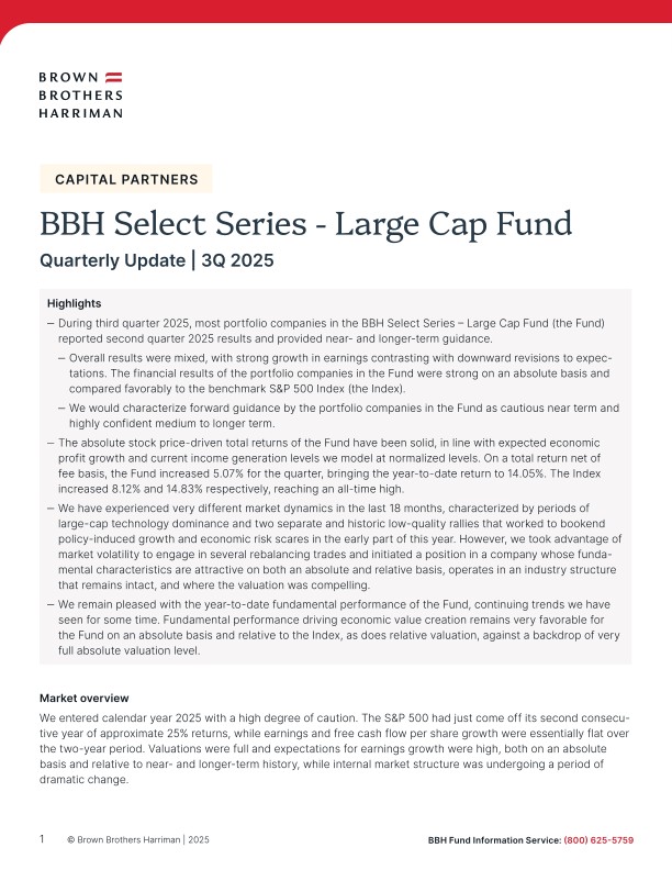 BBH Select Series - Large Cap Fund Quarterly Update - Q3 2025