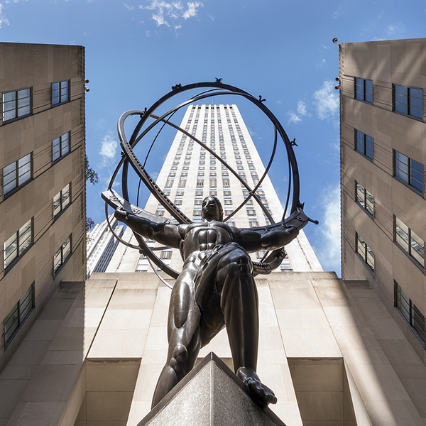 Upward view of the Rockefeller Center