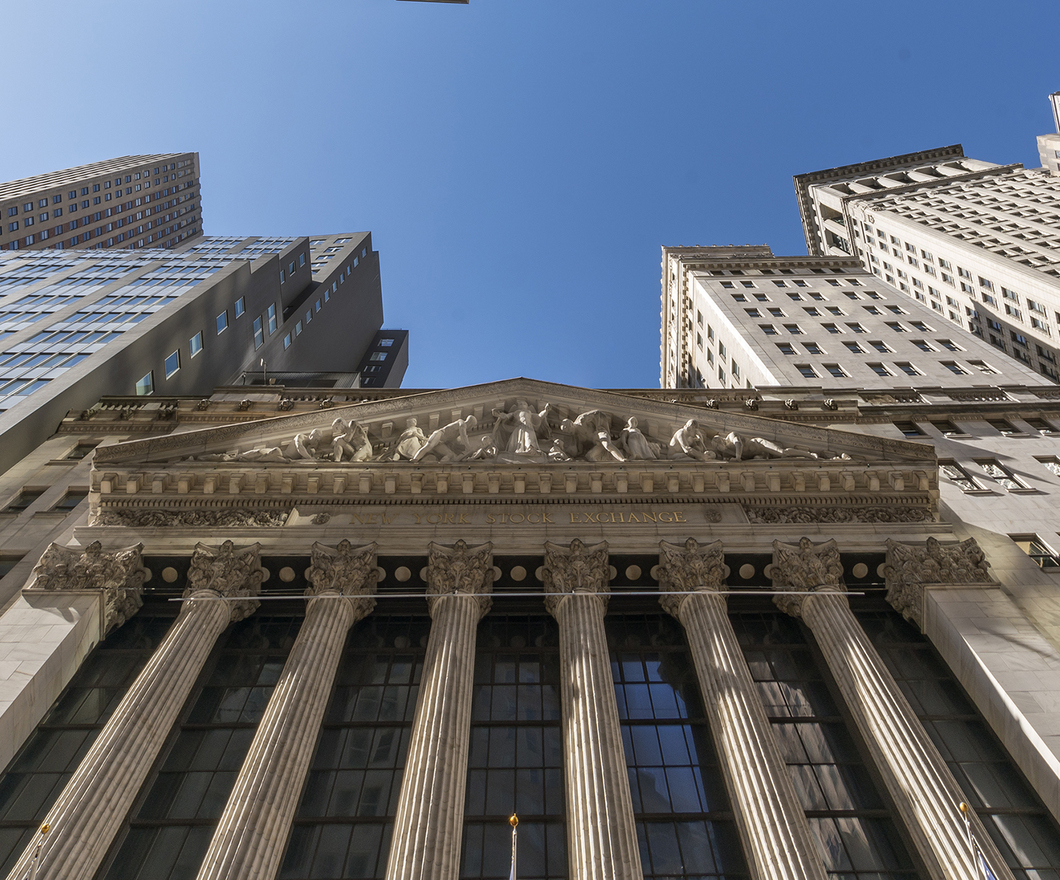 Upward view of the NY Stock Exchange