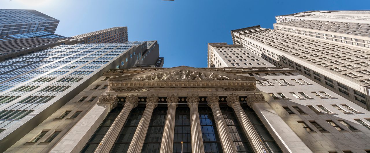 Upward view of the NY Stock Exchange