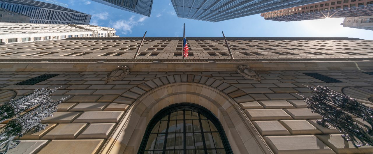 Upward view of the Federal Reserve
